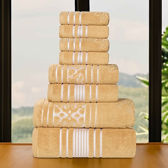 SUPERIOR® Sadie Zero Twist Jacquard Solid Cotton 8-pc. Quick Dry Bath Towel Set