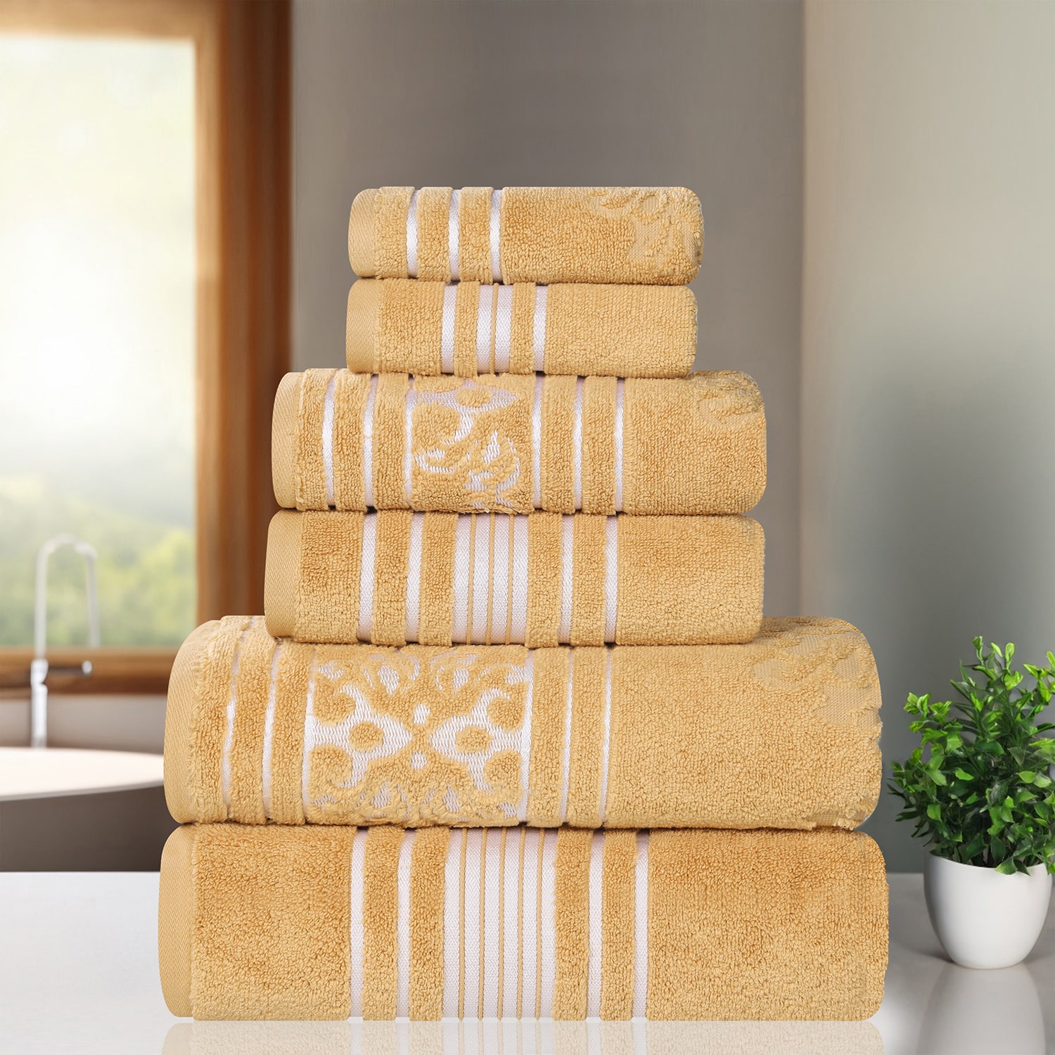 SUPERIOR® Sadie Zero Twist Jacquard Solid Cotton 6-pc. Quick Dry Bath Towel Set