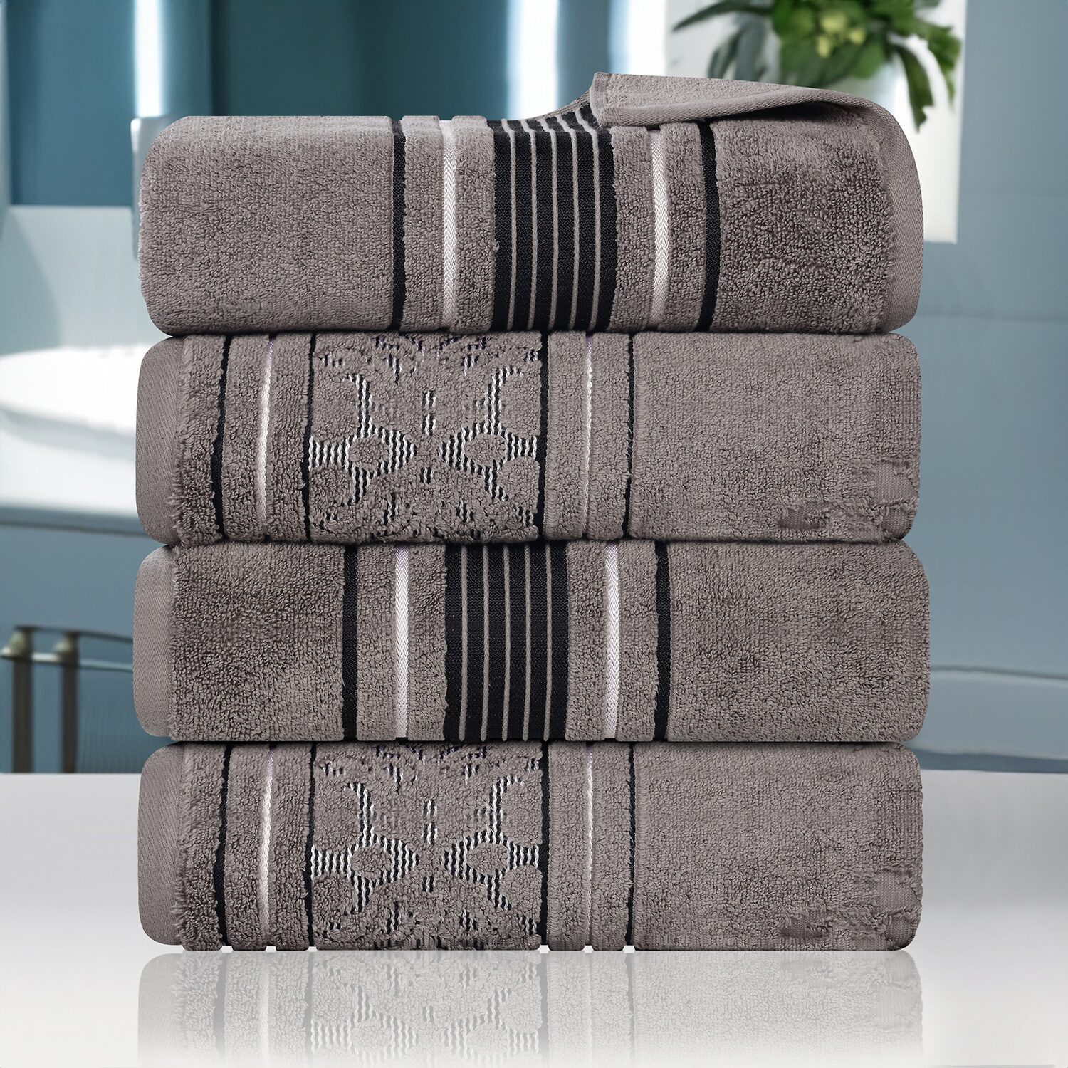 SUPERIOR® Sadie Zero Twist Jacquard Solid  Cotton 4-pc. Quick Dry Bath Towel Set