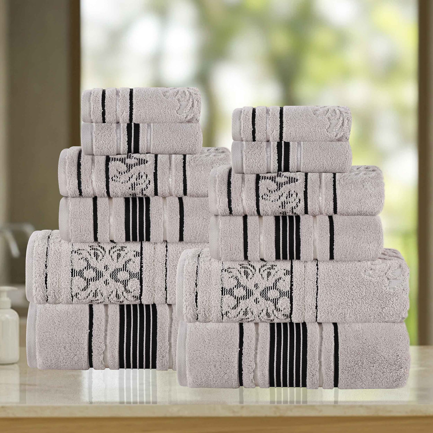 SUPERIOR® Sadie Zero Twist Jacquard Solid Cotton 12-pc. Quick Dry Bath Towel Set