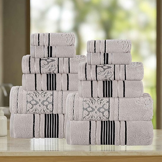 SUPERIOR® Sadie Zero Twist Jacquard Solid Cotton 12-pc. Quick Dry Bath Towel Set