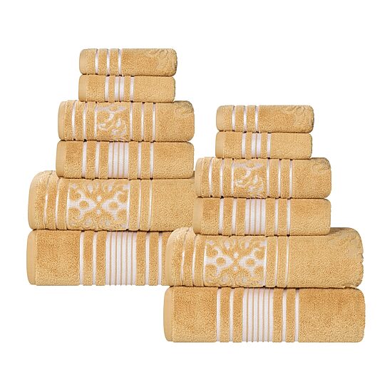 SUPERIOR® Sadie Zero Twist Jacquard Solid Cotton 12-pc. Quick Dry Bath Towel Set
