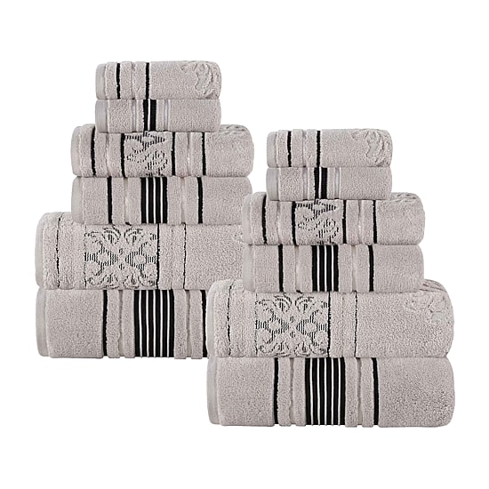 SUPERIOR® Sadie Zero Twist Jacquard Solid Cotton 12-pc. Quick Dry Bath Towel Set