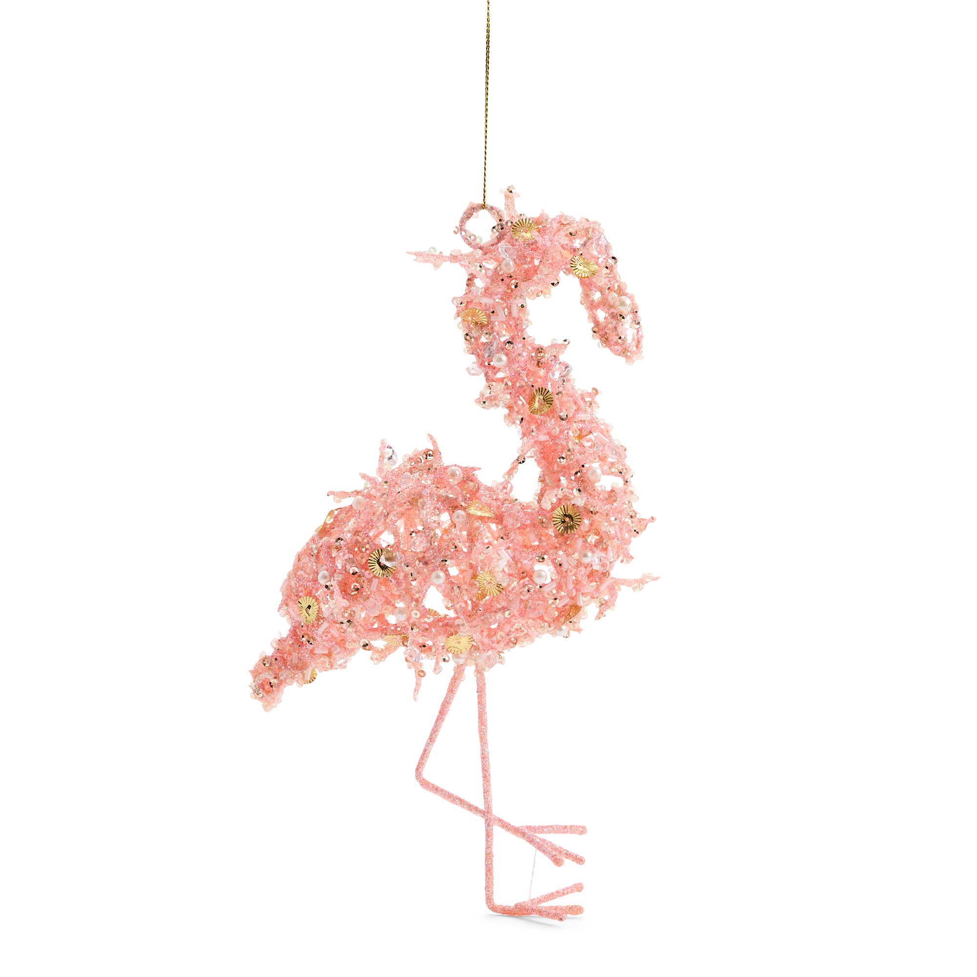 North Pole Trading Co. Pink Flamingo Christmas Ornament