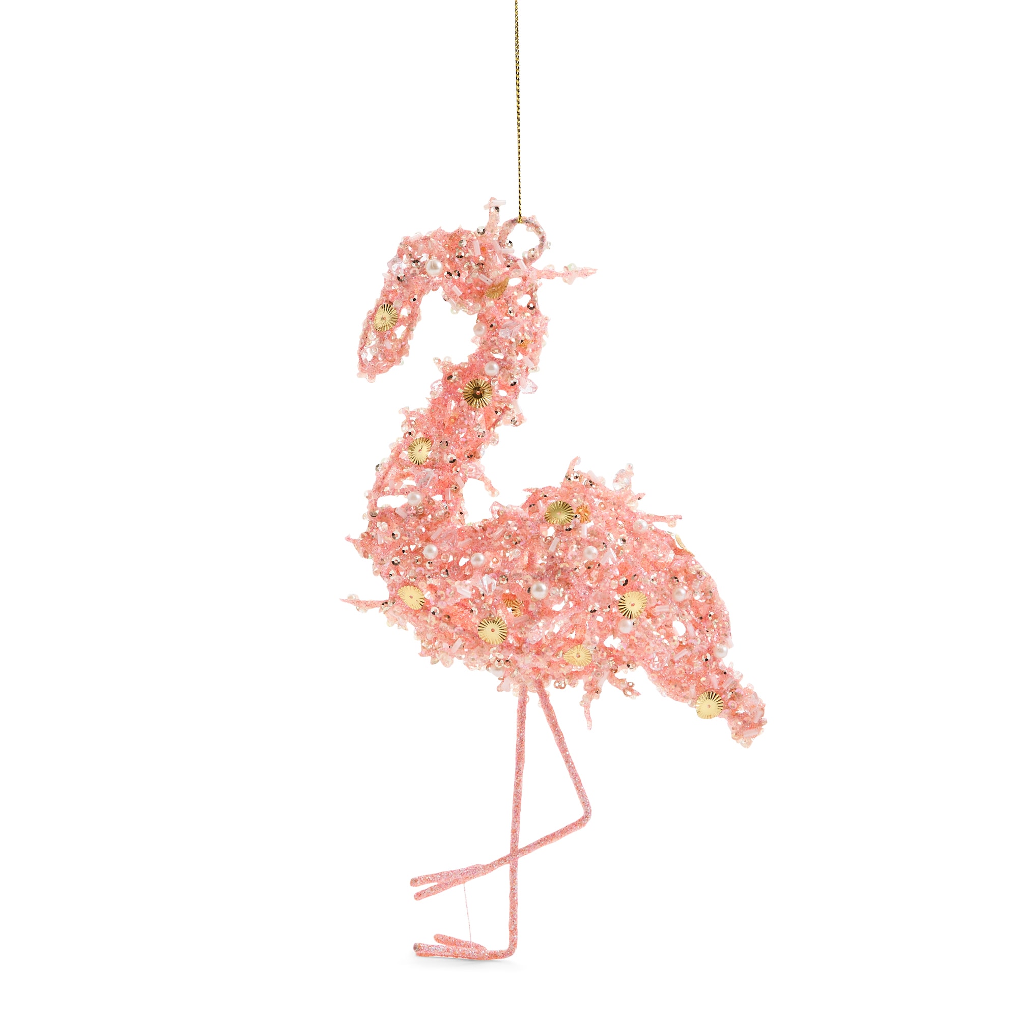 North Pole Trading Co. Pink Flamingo Christmas Ornament