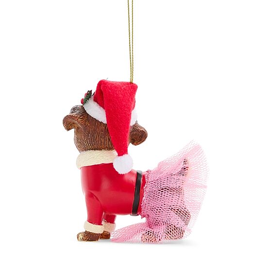 North Pole Trading Co. Terrier W/Santa Suit Christmas Ornament