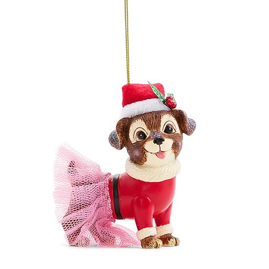 North Pole Trading Co. Terrier W/Santa Suit Christmas Ornament