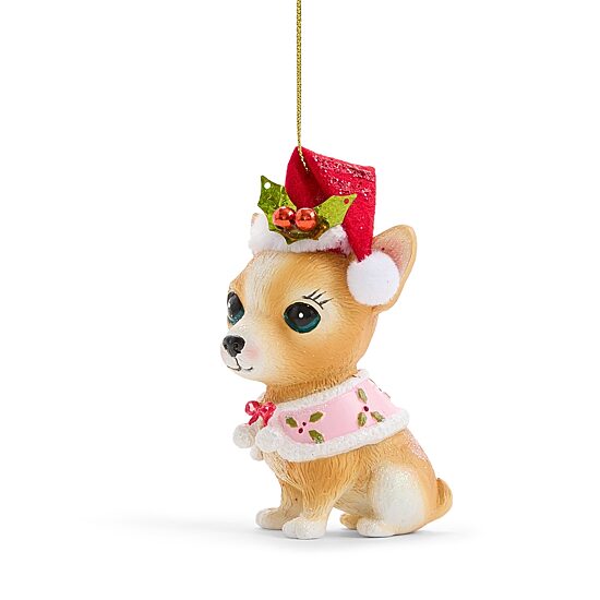 North Pole Trading Co. Polyresin Chihuahua With Santas Hat Christmas Ornament