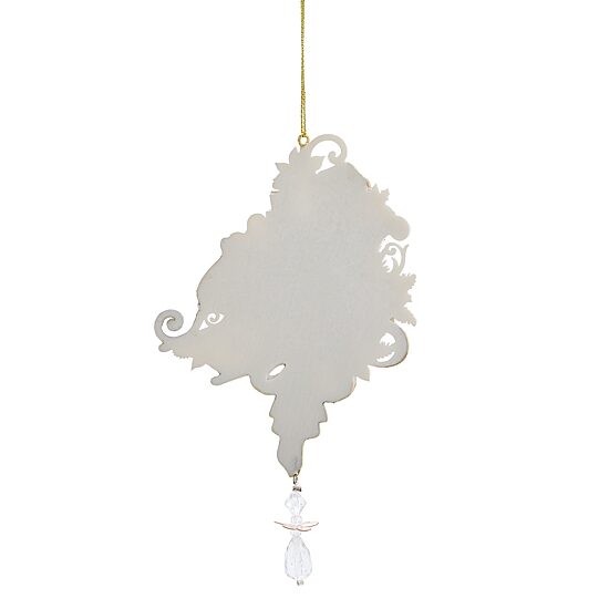 North Pole Trading Co. Gold White Santa Sleigh Christmas Ornament