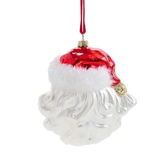 Martha Stewart Glass Santa Face Orna W/Loop Christmas Ornament