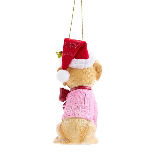North Pole Trading Co. Golden Retriever With Santa Hat Christmas Ornament