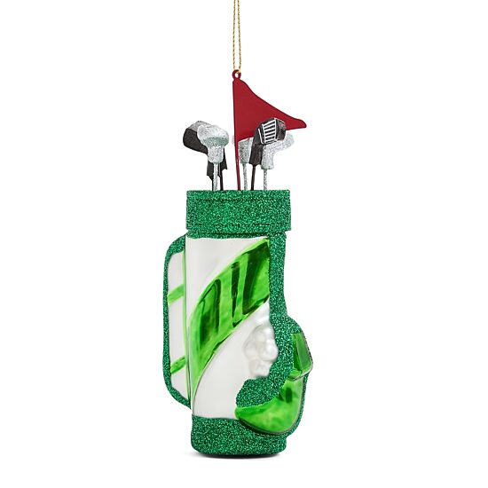 North Pole Trading Co. Glass Green Golfbag Orna W/Loop Christmas Ornament