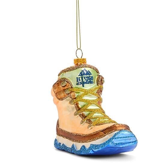 North Pole Trading Co. Glass Gold Boot Christmas Ornament