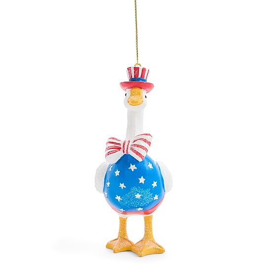 North Pole Trading Co. Polyresin July 4th Goose Christmas Ornament