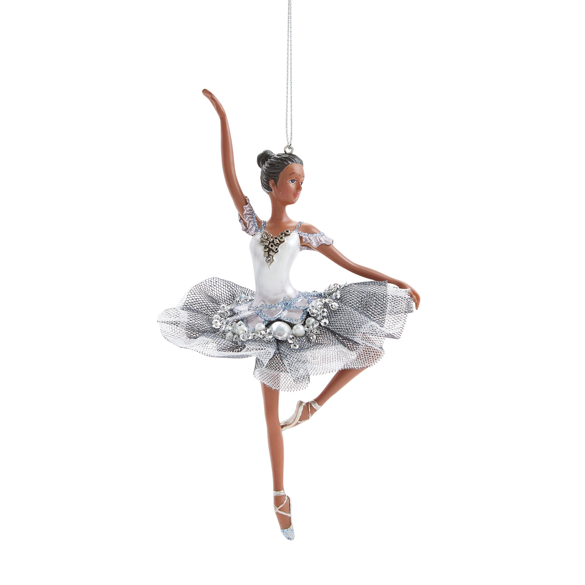 North Pole Trading Co. African American Blu Ballerina Christmas Ornament