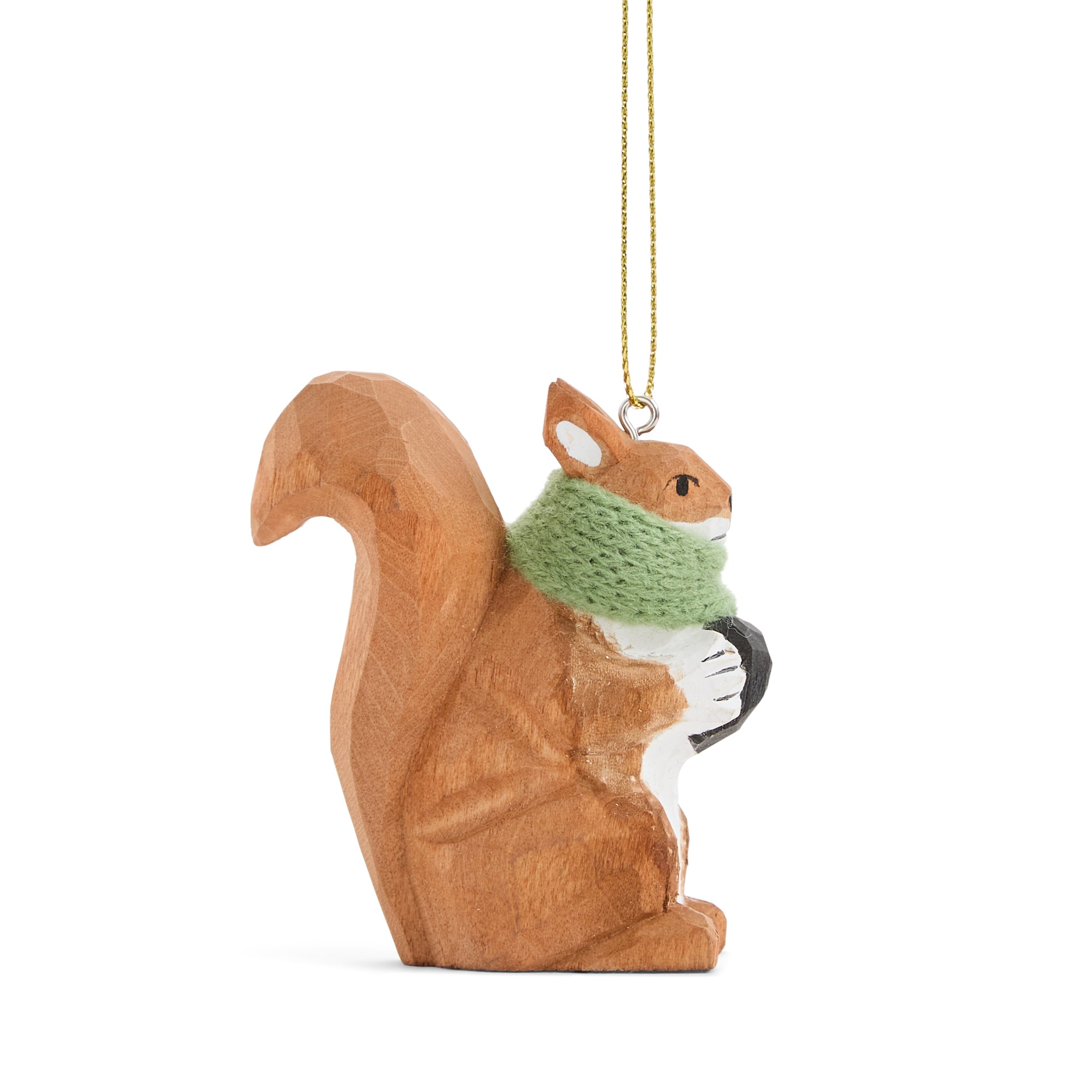 North Pole Trading Co. Carved Squirrel Christmas Ornament