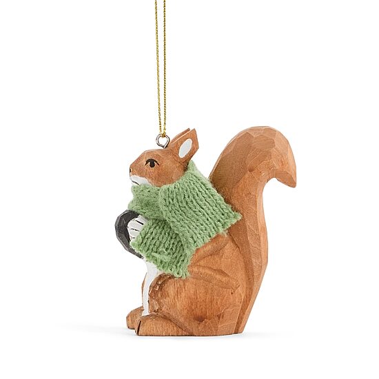 North Pole Trading Co. Carved Squirrel Christmas Ornament