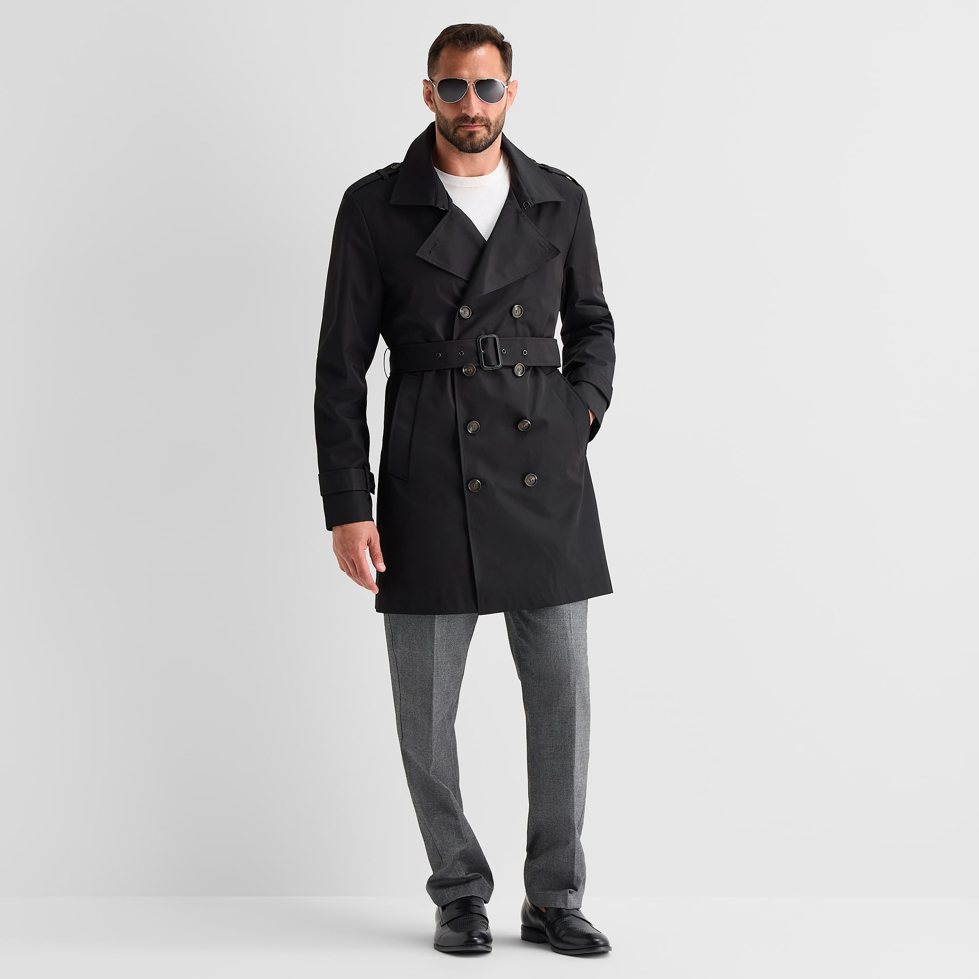J. Ferrar Mens Water Resistant Midweight Trench Coat