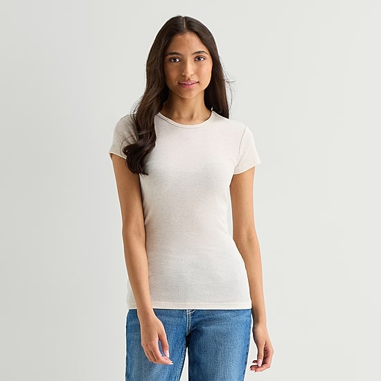 Arizona Womens Juniors Crew Neck Short Sleeve T-Shirt