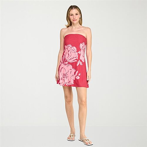 Trixxi Womens Straight Neck Sleeveless Floral A-line Dress In Red
