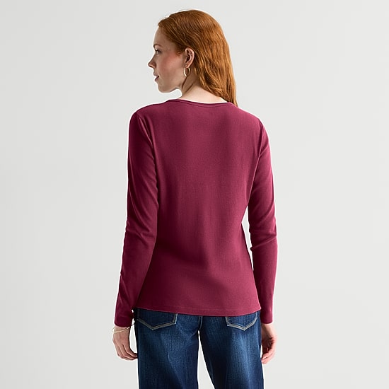 St. John's Bay Womens Tall Crew Neck Long Sleeve T-Shirt