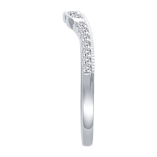 Womens 1/4 CT. T.W. Natural White Diamond 10K Gold Curved Wedding Ring Enhancer