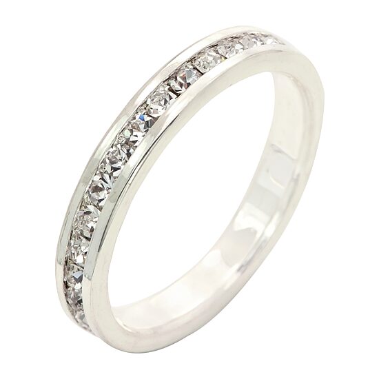 Sparkle Allure Womens 3MM Crystal Pure Silver Over Brass Hypoallergenic Band
