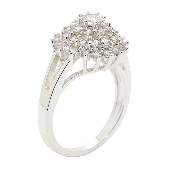 Sparkle Allure Womens White Cubic Zirconia Pure Silver Over Brass Hypoallergenic Cocktail Ring