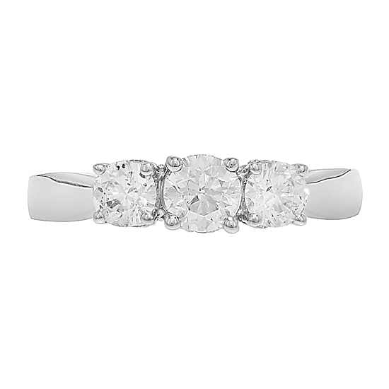 Love Lives Forever Womens 1 CT. T.W. Natural White Diamond 10K Gold Round 3-Stone Engagement Ring