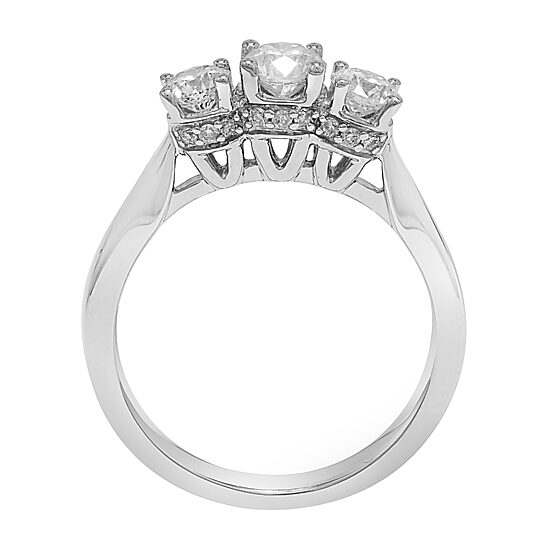 Love Lives Forever Womens 1 CT. T.W. Natural White Diamond 10K Gold Round 3-Stone Engagement Ring