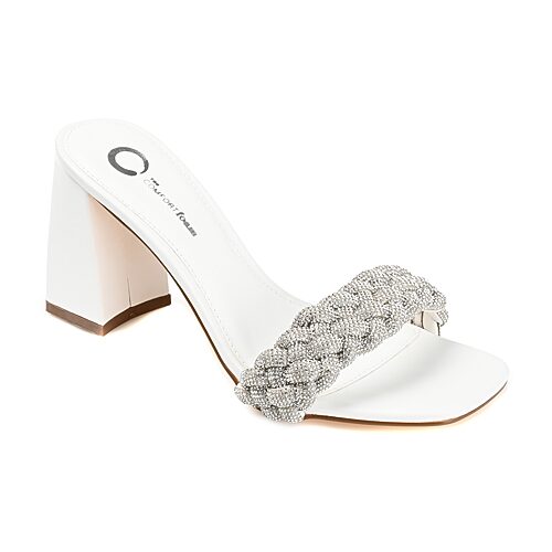Journee Collection Sashaa Womens Round Open Toe Block Heel Pumps, 11 Medium, White