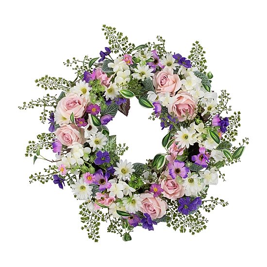 Northlight 24in Mixed Floral Fern Wreath