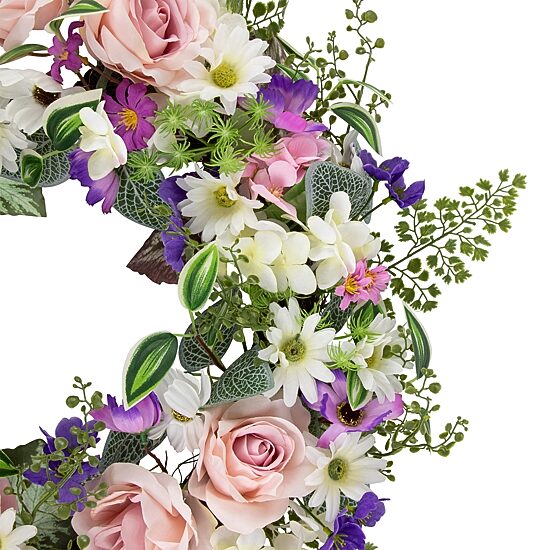 Northlight 24in Mixed Floral Fern Wreath