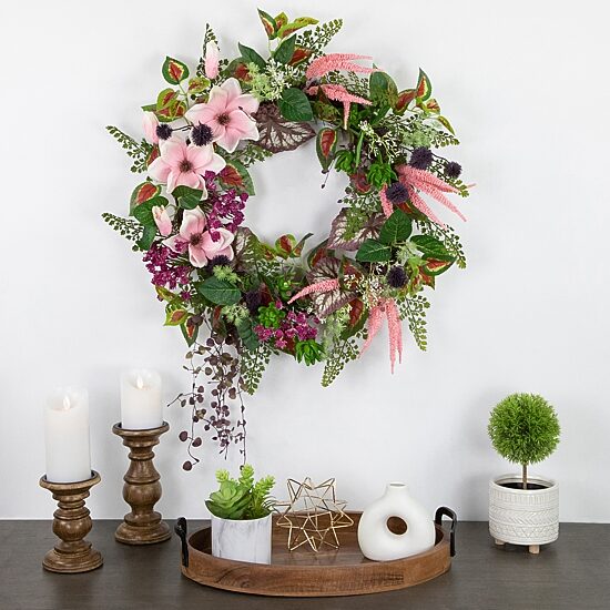 Northlight 24" Succulent And Fern Floral Wreath