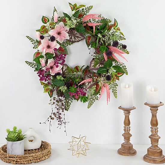 Northlight 24" Succulent And Fern Floral Wreath