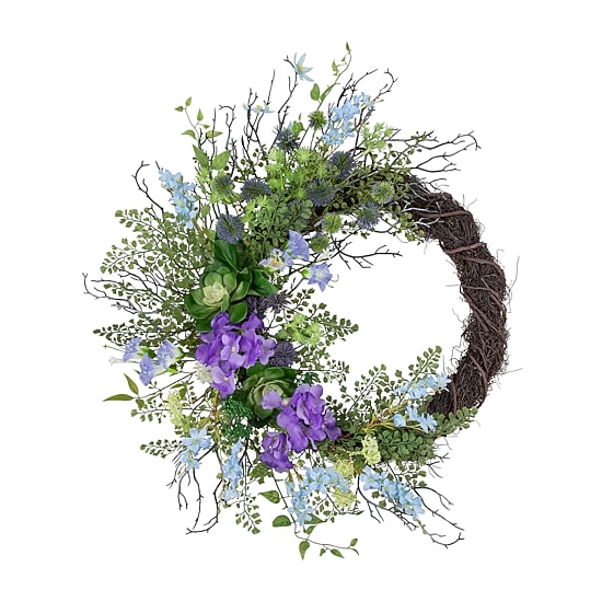 Northlight 24in Mixed Wild Flowers And Twig Wreath