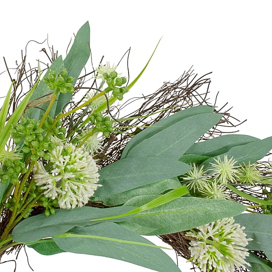 Northlight 23in Olive Leaf And Floral Twig Wreath
