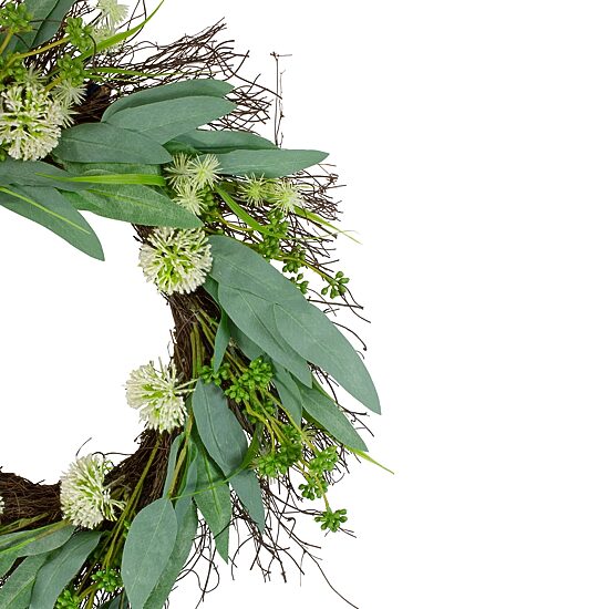 Northlight 23in Olive Leaf And Floral Twig Wreath