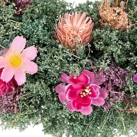 Northlight 13" Pink Rose And Thistle Mixed Floral Wreath