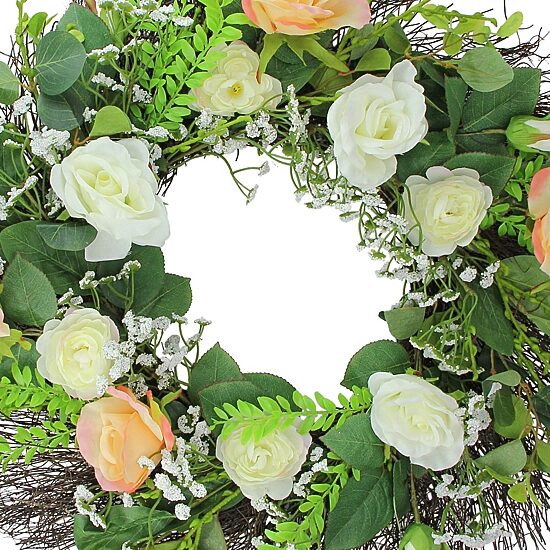 Northlight 24in Rose Foliage Unlit Wreath