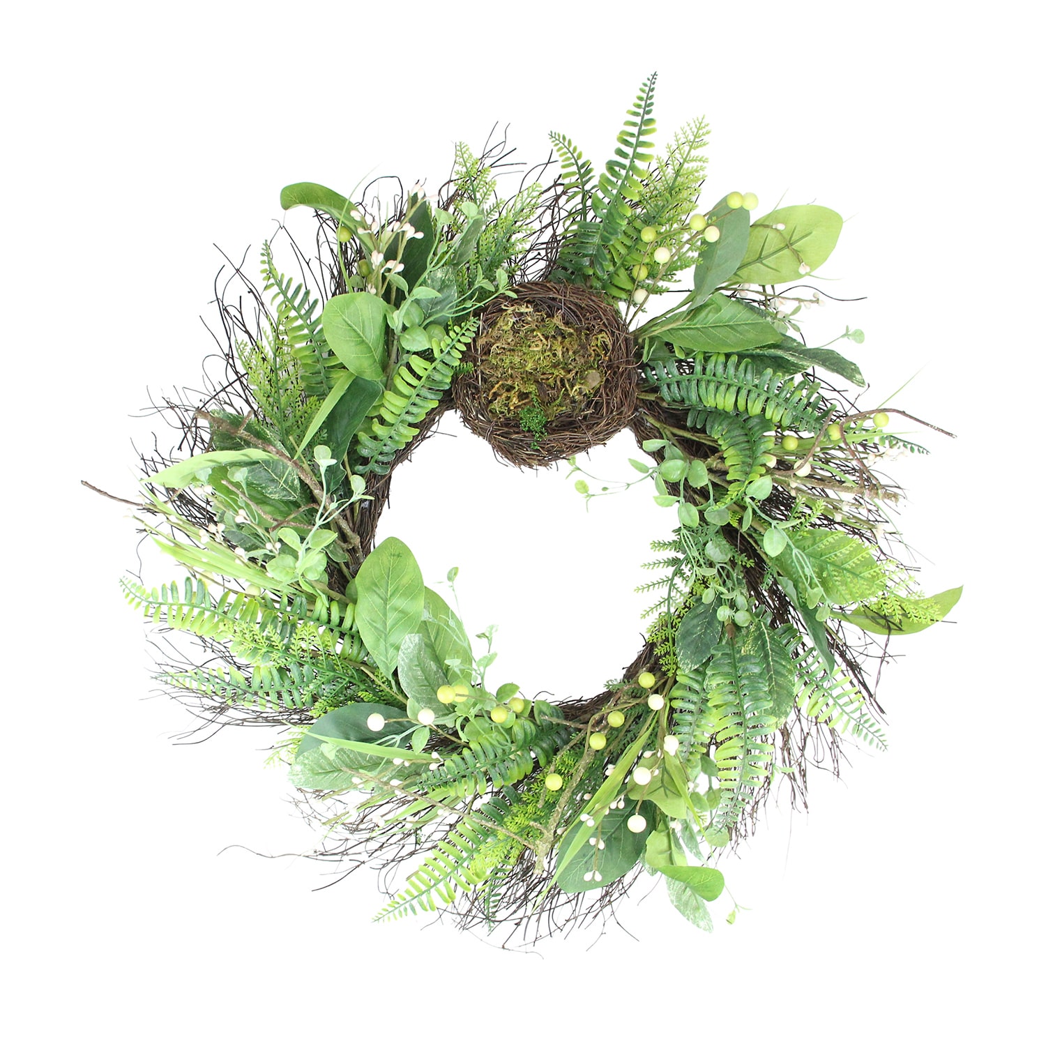 Northlight 24in Foliage Spring Nest Unlit Wreath