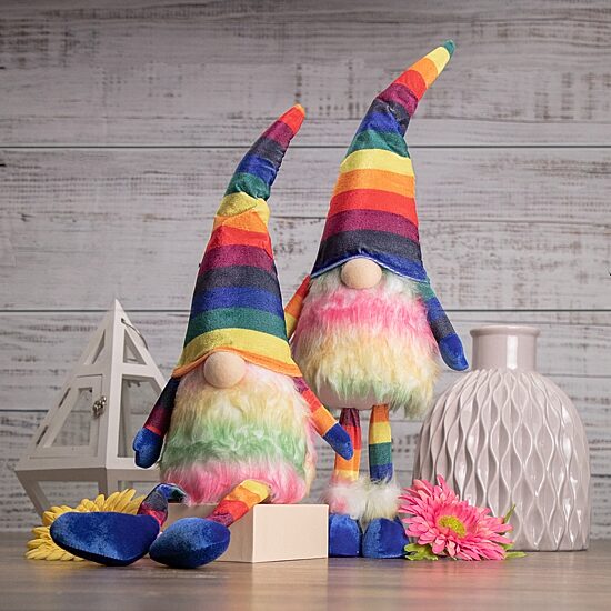 Northlight 20.5in Bright Rainbow Striped Gnome