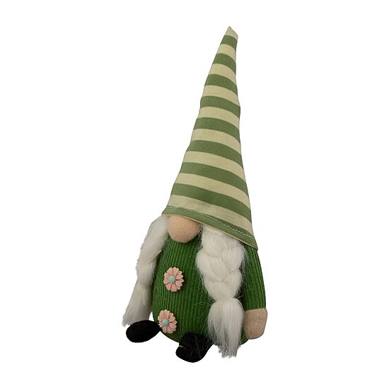 Northlight 9.25in Green Striped Hat Girl Gnome