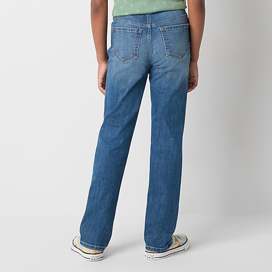 Thereabouts Little & Big Kid Girls Adjustable Waist Stretch Fabric Superflex Mid Rise Straight Leg Jean