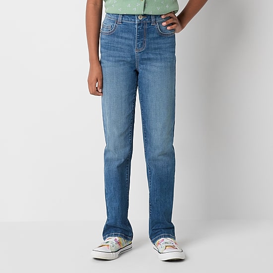 Thereabouts Little & Big Kid Girls Adjustable Waist Stretch Fabric Superflex Mid Rise Straight Leg Jean