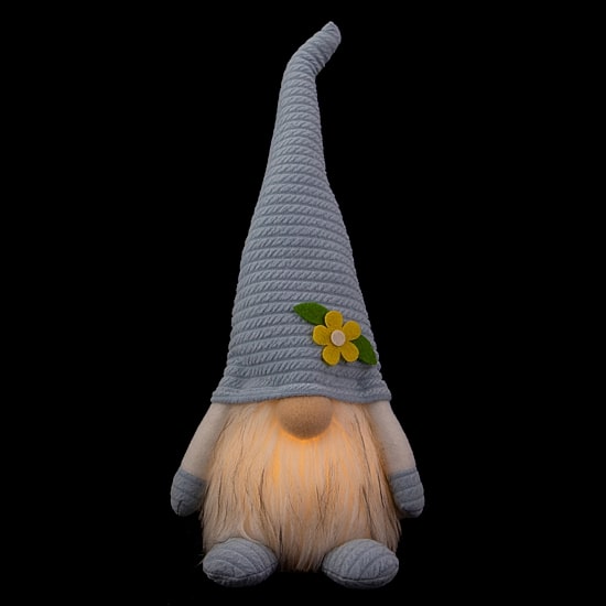 Northlight 12.25in Lighted Blue Withflower Hat Gnome