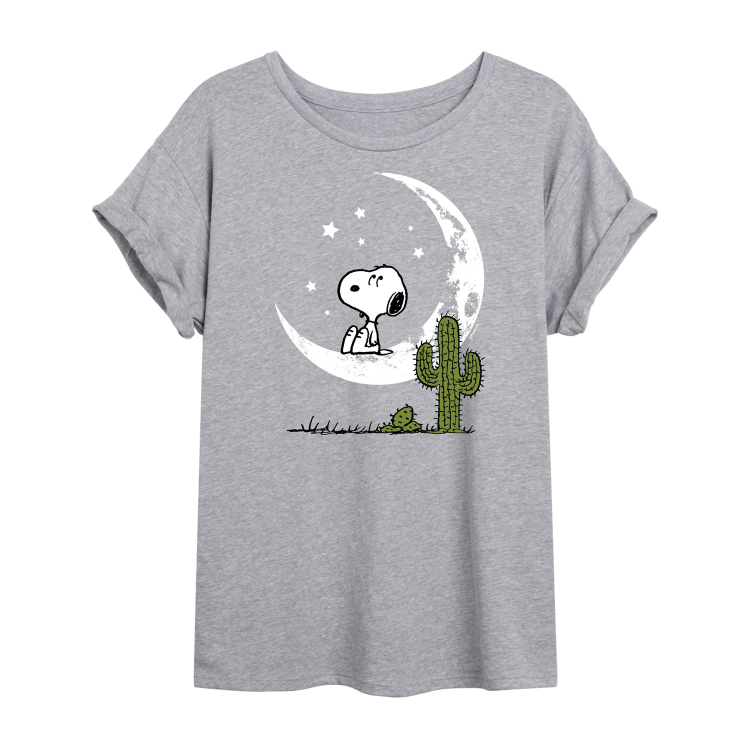 Womens Juniors Crew Neck Short Sleeve Regular Fit Peanuts Snoopy Graphic T-Shirt