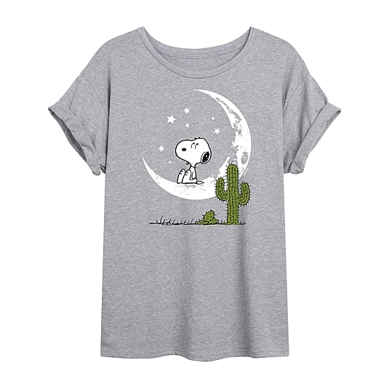 Womens Juniors Crew Neck Short Sleeve Regular Fit Peanuts Snoopy Graphic T-Shirt