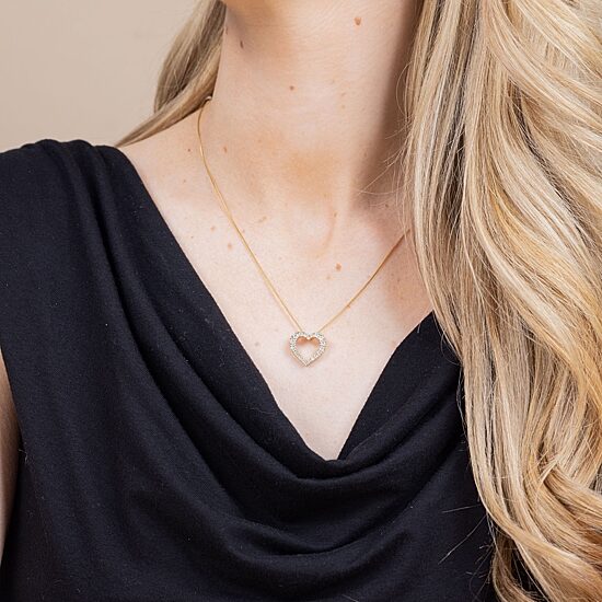 (H-I / I1) Womens 1/2 CT. T.W. Lab Grown White Diamond 10K Gold Heart 18 Inch Pendant Necklace