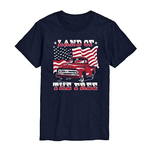 Mens Short Sleeve Americana Truck Graphic T-Shirt, Medium, Blue